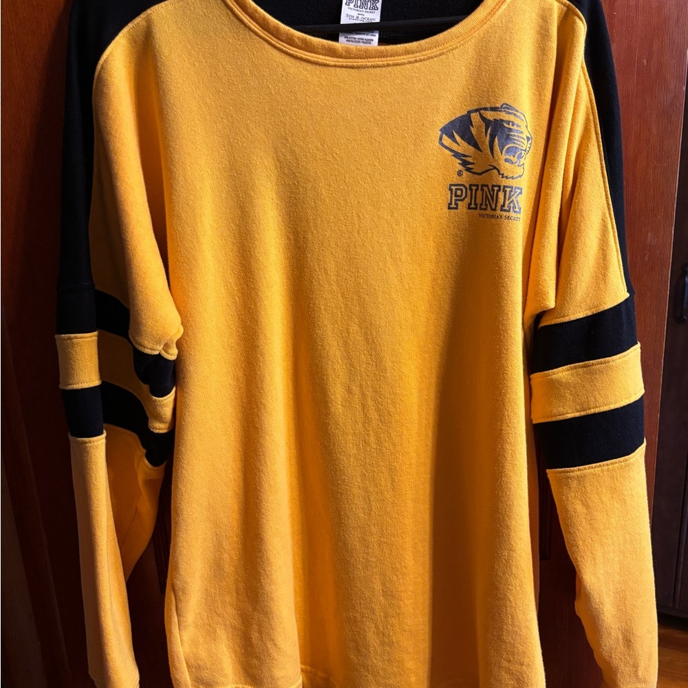 Victoria's Secret PINK MIZZOU Yellow and Black Sweatshirt